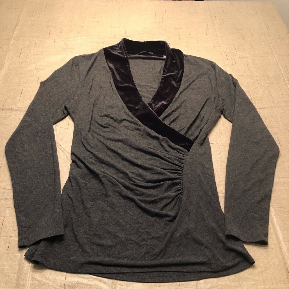 Tahari Dressy Gray and Black Top